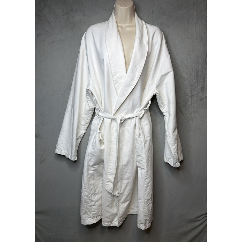 Boca Terry White Spa Bathrobe One Size Shawl Collar Belted Microfiber Plush